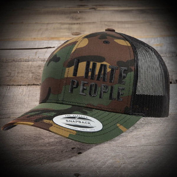 Camo I Hate People Hat (Snapback)