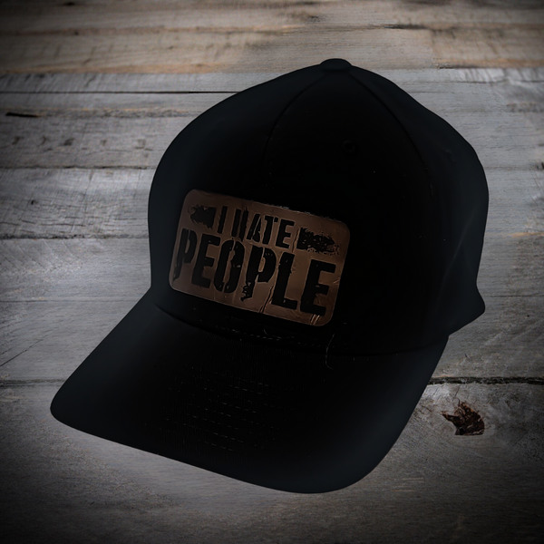 Black I Hate People Patch Hat (FlexFit)